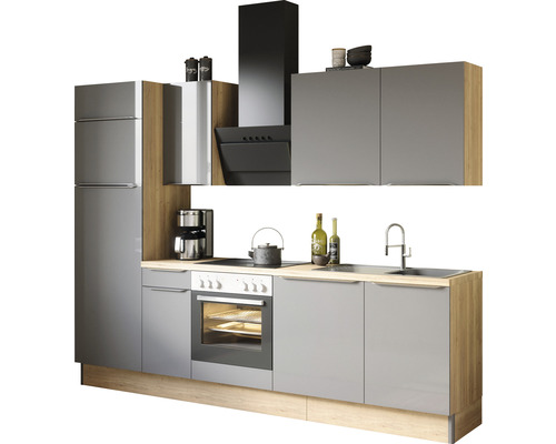 Optifit Küchenzeile ohne Geräte Linus984 270 cm anthrazit glänzend zerlegt Variante reversibel KCLI 2728OE-8+ Optifit Küchenzeile ohne Geräte Linus984 270 cm anthrazit glänzend zerlegt Variante reversibel KCLI 2728OE-8+