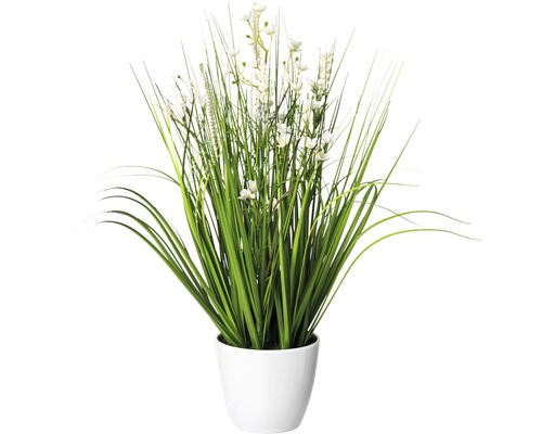 Plante artificielle herbes en fleurs mélange hauteur : 46 cm blanc