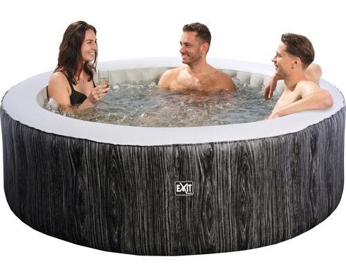 Jacuzzi gonflable avec trois personnes et logo Exit