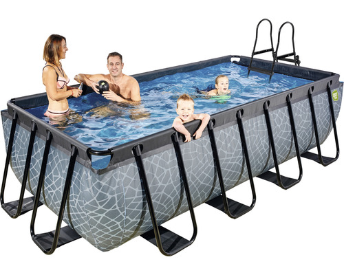Piscine rectangulaire avec cadre en acier et plaisir de baignade pour toute la famille