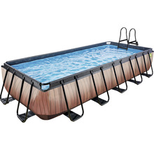 Piscine rectangulaire aspect bois avec échelle