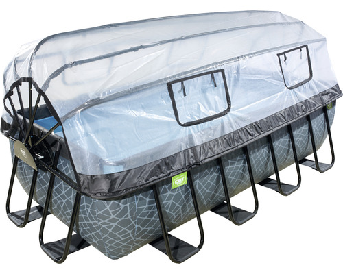 Aufstellpool mit transparenter Poolabdeckung