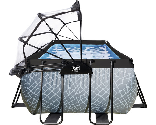 Rechteckiger Pool mit Abdeckung und Rahmen