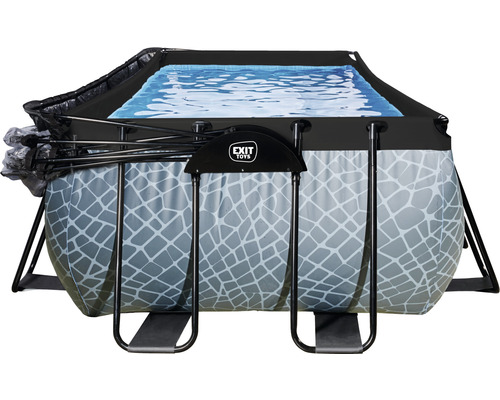 Rechteckiger Pool mit Abdeckung und Stahlrahmen