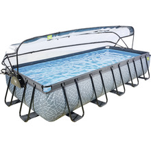 Piscine rectangulaire avec toit pour l''extérieur