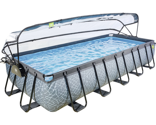 Piscine rectangulaire avec toit pour l''extérieur