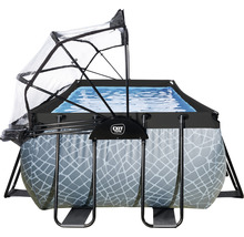 Piscine rectangulaire avec couverture et structure de cadre