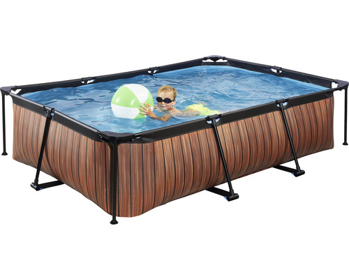 Aufstellpool Framepool-Set EXIT WoodPool rechteckig 300x200x65 cm inkl. Kartuschenfilteranlage Holzoptik-0