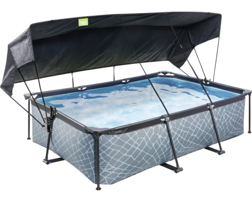 Piscine tubulaire rectangulaire avec toit pare-soleil