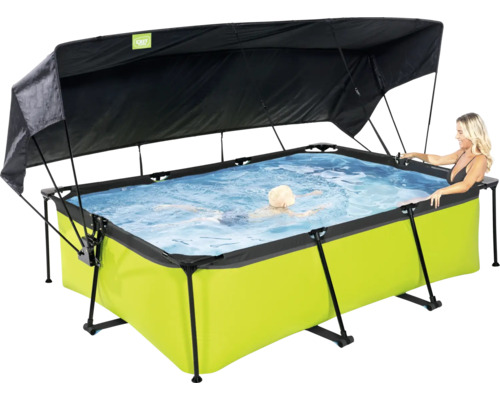 Rechteckiger Pool mit Sonnenschutzdach für den Garten mit zwei Badenden