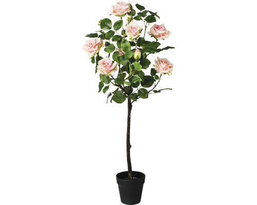 Plante artificielle rosier dans un pot hauteur : 95 cm rose