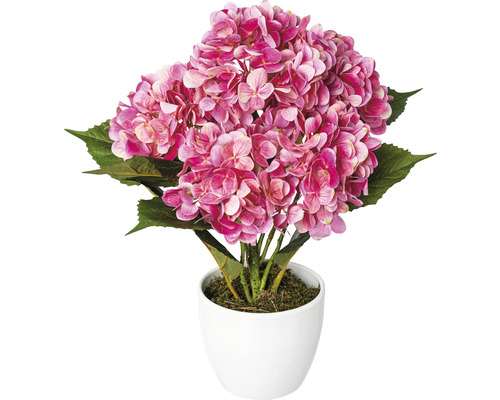 Plante artificielle hortensia sur tronc hauteur: 63 cm rose vif