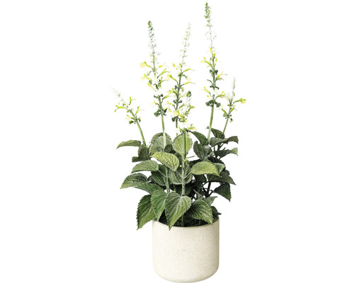 Plante artificielle sauge dans un pot hauteur : 45 cm blanc