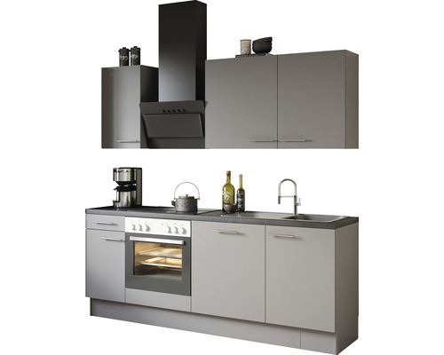 Optifit Küchenzeile Mats825 210 cm Frontfarbe basaltgrau matt Korpusfarbe  grau zerlegt - HORNBACH Luxemburg