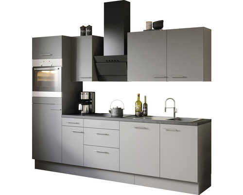 Optifit Küchenzeile Mats825 270 cm Frontfarbe basaltgrau matt Korpusfarbe  grau zerlegt - HORNBACH Luxemburg