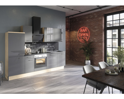 Optifit Küchenzeile ohne Geräte Jonte984 270 cm anthrazit glänzend zerlegt Variante reversibel KCJO 2748OE-8+ Optifit Küchenzeile ohne Geräte Jonte984 270 cm anthrazit glänzend zerlegt Variante reversibel KCJO 2748OE-8+