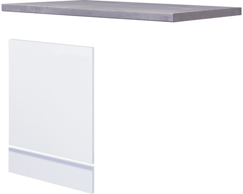 Façade pour lave-vaisselle partiellement intégré avec plinthe et plan de travail Flex Well Varo 110 x 60 x 86 cm façade blanc mat corps blanc