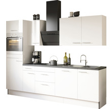 Optifit Küchenzeile mit Geräten Rurik986 270 cm weiß glänzend zerlegt Variante reversibel KCRU 2788E-8+