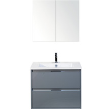 Badmöbel-Set Sanox Porto BxHxT 71 x 170 x 51 cm Frontfarbe eisgrün mit Waschtisch Keramik weiß
