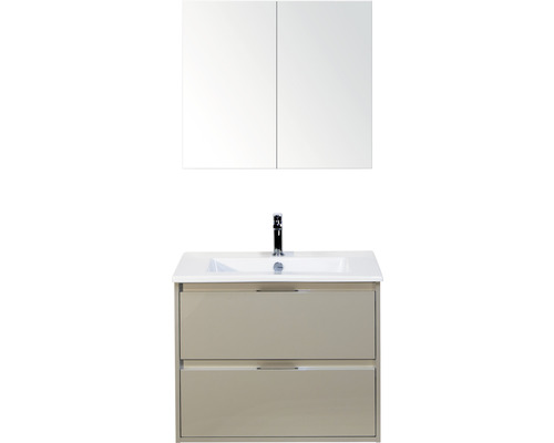 Set de meubles de salle de bains Sanox Porto lxhxp 71 x 170 x 51 cm couleur de façade gris silex avec vasque céramique blanc