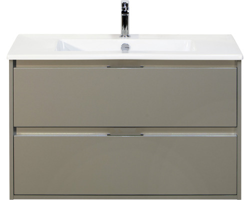 Set de meubles de salle de bains Sanox Porto lxhxp 91 x 57 x 51 cm couleur de façade cubanit grey avec vasque céramique blanc