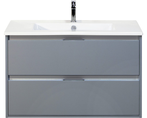 Badmöbel-Set Sanox Porto BxHxT 91 x 57 x 51 cm Frontfarbe eisgrün mit Waschtisch Keramik weiß Badmöbel-Set Sanox Porto BxHxT 91 x 57 x 51 cm Frontfarbe eisgrün mit Waschtisch Keramik weiß