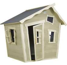 Cabane de jeu en bois avec toit et fenêtres