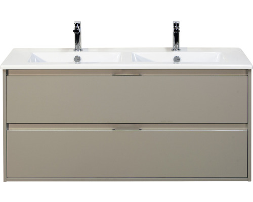 Set de meubles de salle de bains Sanox Porto lxhxp 121 x 57 x 51 cm couleur de façade gris silex avec vasque céramique blanc