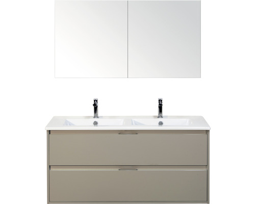 Set de meubles de salle de bains Sanox Porto lxhxp 121 x 170 x 51 cm couleur de façade gris silex avec vasque céramique blanc