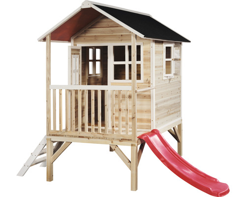 Holzspielhaus mit Rutsche und Leiter für Kinder