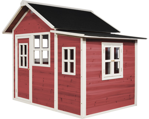Maisonnette en bois avec porte, fenêtres et toit