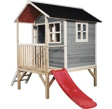 Spielhaus aus Holz mit Rutsche und Leiter für den Garten