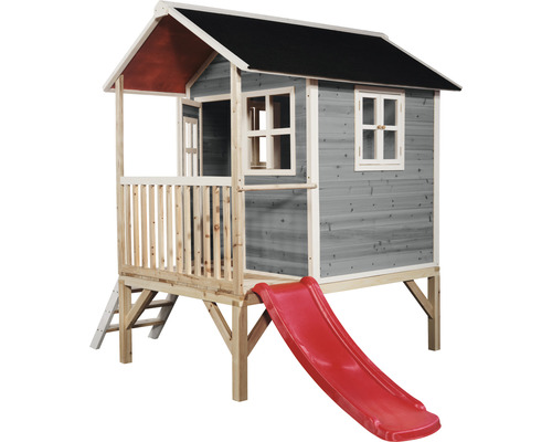Cabane de jeu en bois avec toboggan et échelle pour le jardin