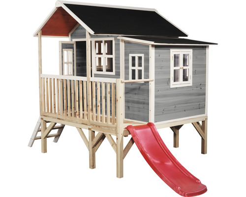 Maisonnette en bois avec toboggan et échelle pour le jardin