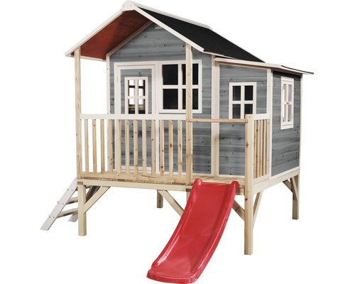Cabane de jeux en bois avec toboggan et échelle pour le jardin