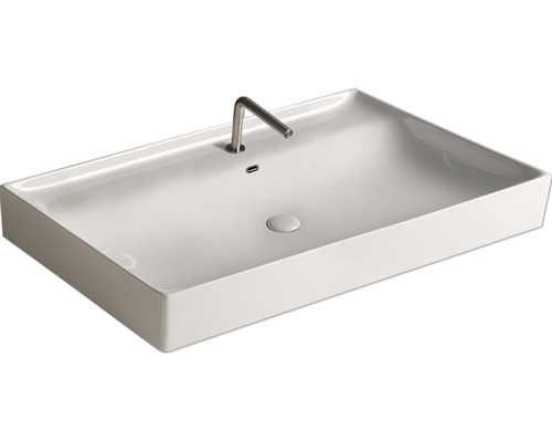 Vasque à poser rectangulaire avec robinetterie