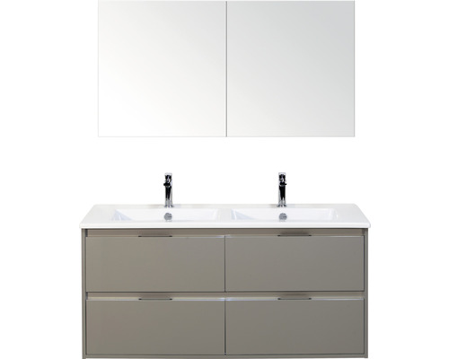 Set de meubles de salle de bains Sanox Porto lxhxp 121 x 170 x 51 cm couleur de façade cubanit grey avec vasque céramique blanc