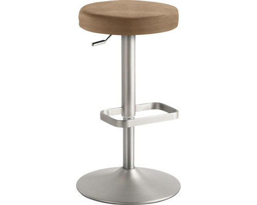 Chaise de bar Mayer Sitzmöbel 1200 44 x 44 x 55 cm acier chrome mat/brun clair Tabouret de bar réglable en hauteur avec repose-pieds
