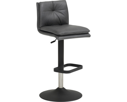 Barhocker mit Sitzfläche aus Leder und Fußstütze