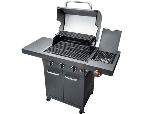 Gasgrill mit drei Brennern, Seitentischen und Unterschrank