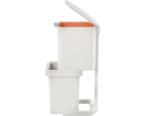 Système de tri des déchets avec deux bacs et couvercle ouvert