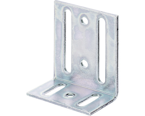 Angle de réglage 40 x 77 x 65 mm galvanisé, passivation couche épaisse 1 pièce Équerre d''assemblage métallique avec trous et fentes