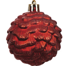 Boule de Noël rouge scintillante en forme de cône