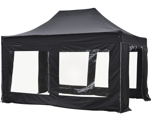 Tente pliante noire avec fenêtres