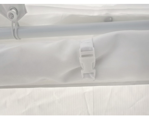 Detailaufnahme eines weißen Pavillons mit Befestigungsclip