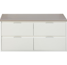 Waschtischunterschrank Sanox Porto Frontfarbe weiß hochglanz BxHxT 120 x 59 x 50 cm WT-Platte kieselgrau