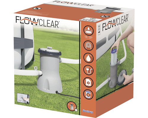 Emballage d''une pompe de filtration Flowclear pour piscines