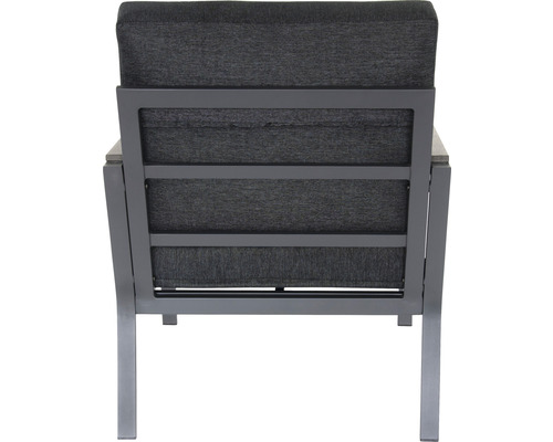 Fauteuil de salon de jardin avec rembourrage gris, vue arrière