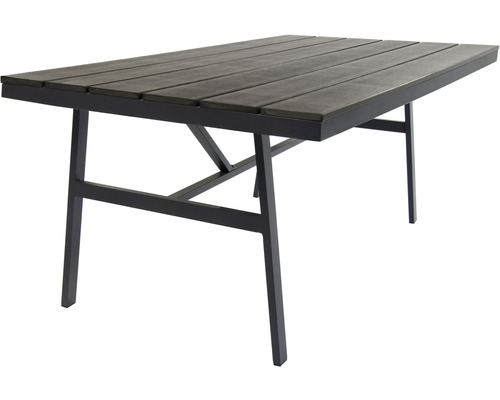 Table de jardin avec lattes en bois et cadre en métal