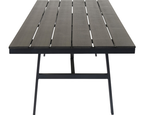 Table de jardin avec plateau en bois et structure en métal